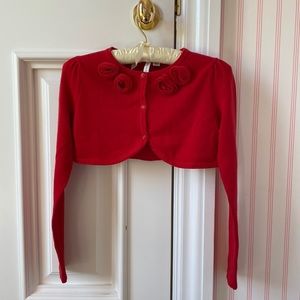 Girl’s Size 8 Red Sweater Shrug with Red Roses